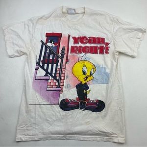 Vintage Looney Tunes Tweety "Yeah, Right!" T-Shirt (1990s) Size Medium